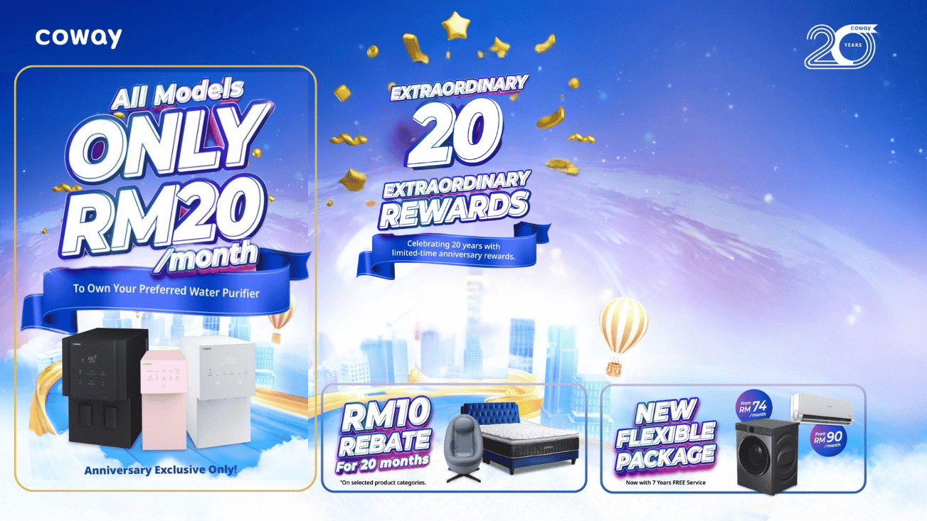 Coway 20 Anniversary Promotion 2026 - RM20 per month - desktop